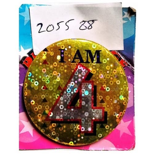 Giant 4th Birthday Party Badge Multicoloured One Size