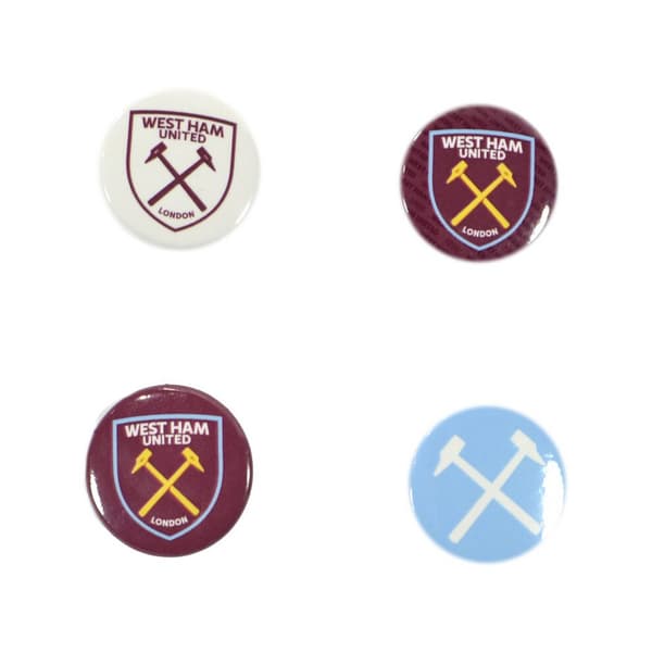 West Ham United FC Badge (förpackning med 4 st) Claret/Blue/White One Size