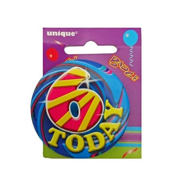 Unique Party 6 Today Badge Multicoloured One Size