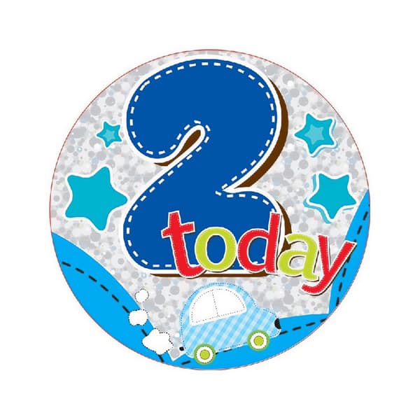 Car 2nd Birthday Badge Blue/Red/Grey One Size