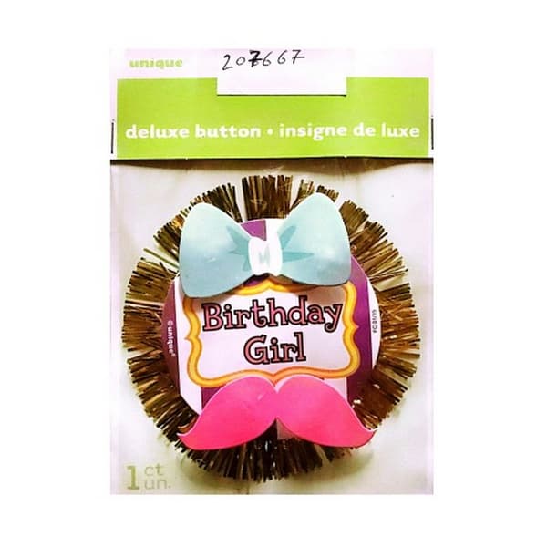 Unique Party Birthday Girl Party Badge Gold/Blue/Pink One Size
