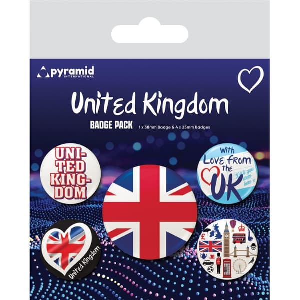 Pyramid International Union Jack Badge Set (Pack of 5) Multicoloured One Size