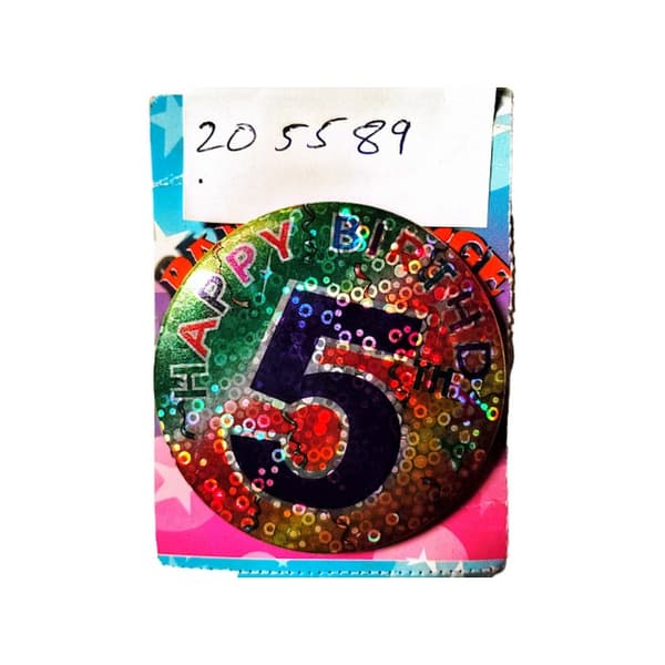 Giant 5th Birthday Party Badge Multicoloured One Size