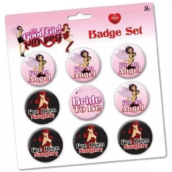 Amscan Good Girl/Bad Girl Badge Set (Pack of 9) Pink/Black/Red One Size