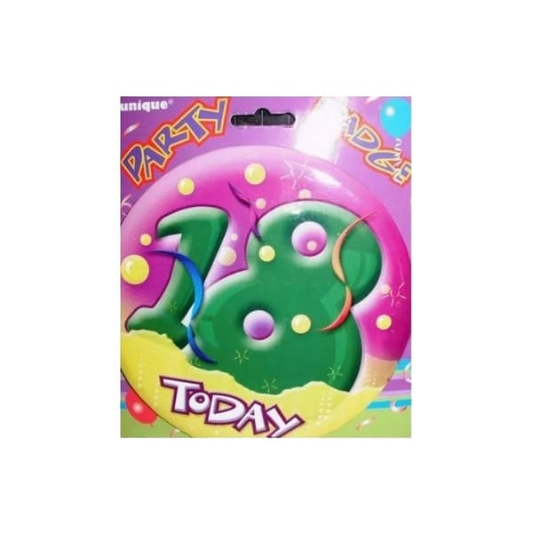 Unique Party Today 18th Badge Pink/Green/Yellow One Size