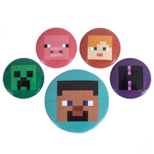 Minecraft Button Pig Badge Set Multicoloured One Size