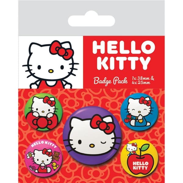 Hello Kitty Colourful Poses Badge (Pack of 5) Multicoloured One Size