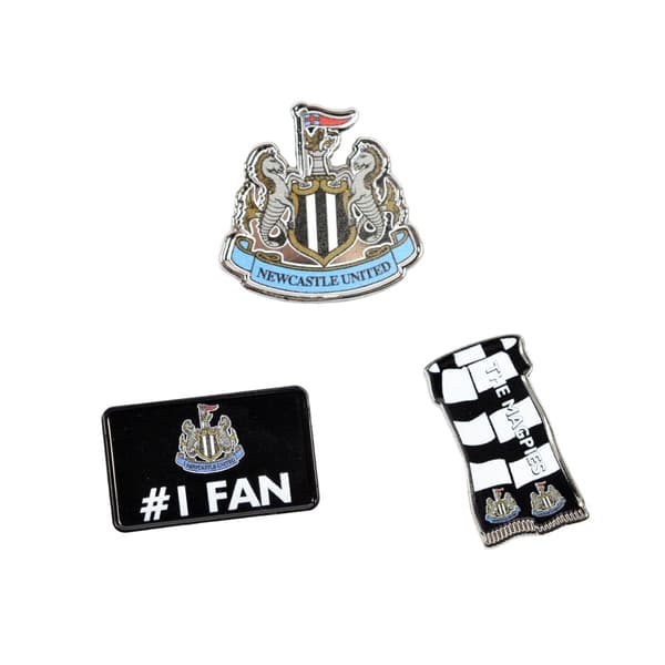 Newcastle United FC Badge Set (Pack of 3) Black/White/Blue/Gold One Size