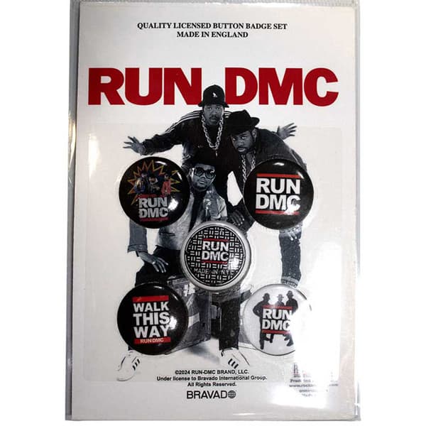 Run DMC Walk This Way Button Badge (Pack of 5) White/Black/Red One Size