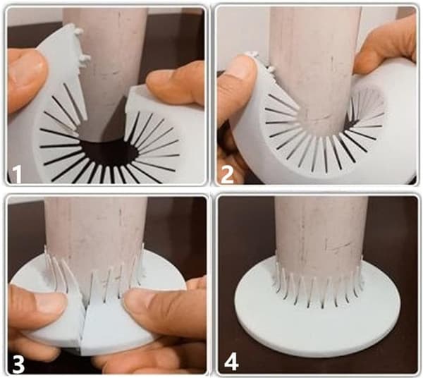 OBOSOE 4-pack universella rörskydd – Snäppfäste, vit täckplatta för ventiler och rör
