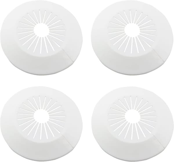 OBOSOE 4-pack universella rörskydd – Snäppfäste, vit täckplatta för ventiler och rör