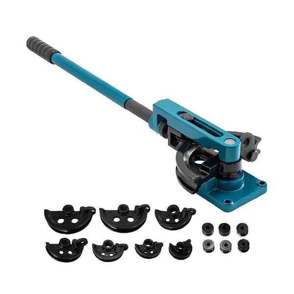 10 mm-25 mm högkvalitativ manuell rörbockare med 7 Dies i olika storlekar, stor böjkapacitet, ergonomiskt långt handtag, bärbar, bred applikation