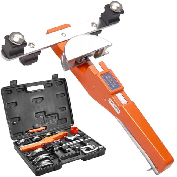 spärrrörsbockare kit med 7 utbytbara bockformar, dubbelriktad 90° böj, ergonomisk design, robust och hållbar