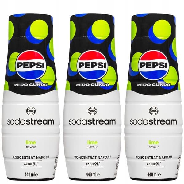 3x Sodastream PepsiMax Lime Sockerfri Sparkling Water Sirap 440ml