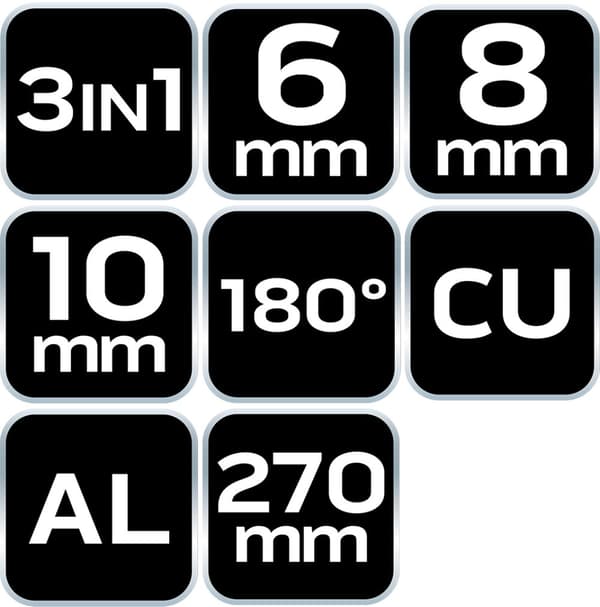 3 i 1 rørbukker - 6, 8, 10 mm