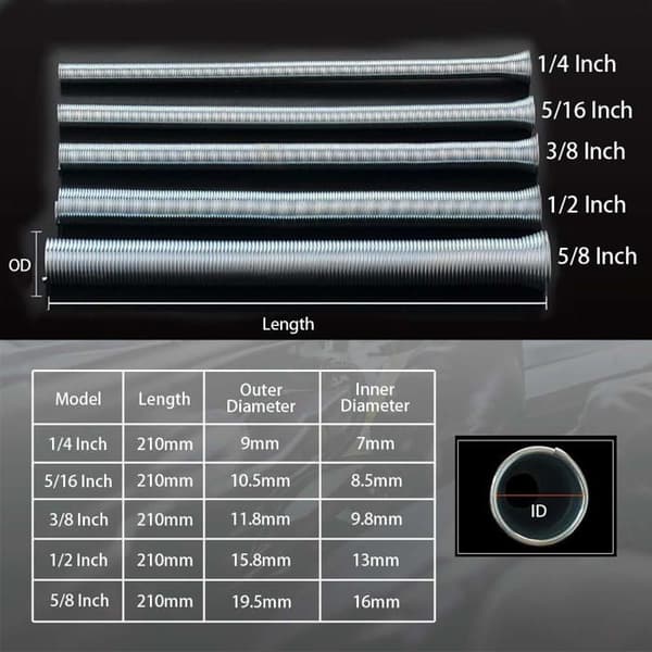 Wostore - 1205 - 5-i-1 Spiralböjare för Rör med utvändig diameter 1/4, 5/16, 3/8, 1/2 och 5/8''