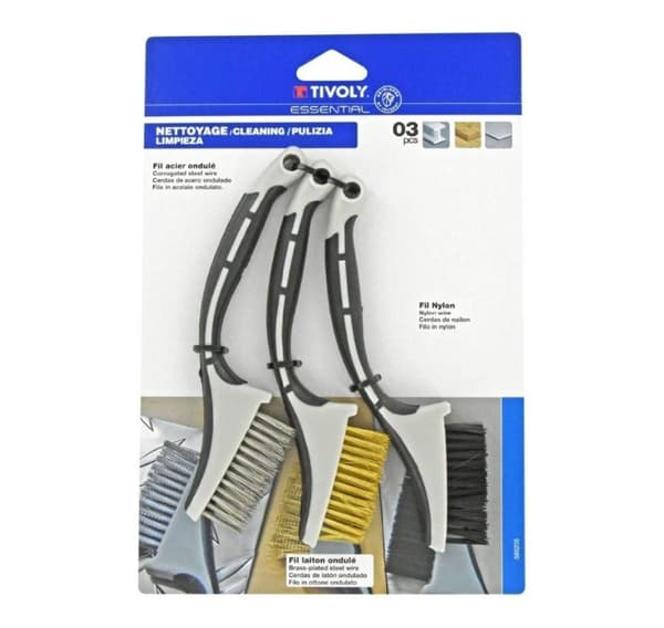 Mini handhållna borstar (stål, mässingsbelagt stål, nylon)
