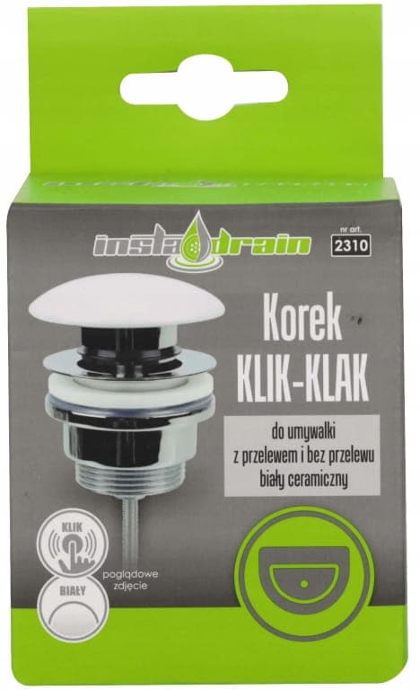 Keraaminen click-clack-pesualtaan tulppa 66 mm valkoinen