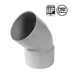 PVC 45° FF armbåge för Ø80-rör, tjocklek 3,2 mm - grå - First Plast - PVC 25 rännområde