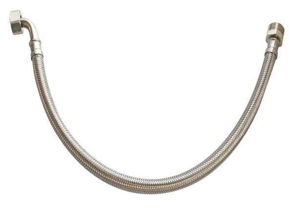 SOMATHERM Sanitetsslang i rostfritt stål ACS DN8 - Standardflöde - L 50cm - Hane Rak 1/2" och armbåge - Hona - Roterande mutter 1/2"