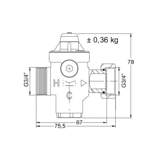 REDUFIX tryckreducerare i mässing DZR hane roterande mutter 3/4'' - WATTS - 2282210