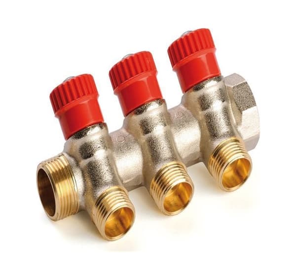 Manifold 1'' - 4-vejs 3/4'' Rødhovedskruer GF