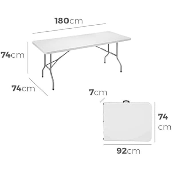 Fällbord - EDM - 180 x 74 x 74 cm - Vit - Fyrkantigt