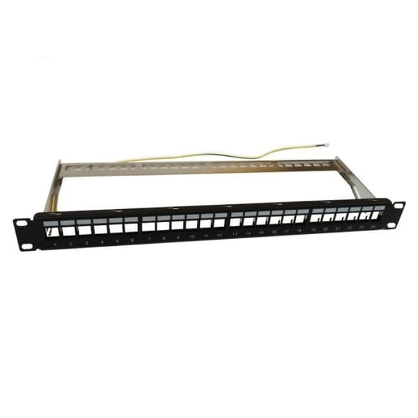 1U lappkorg för 24 Keystone RJ45-kontakter - WP - WPC-PAN-BF24 - Svart