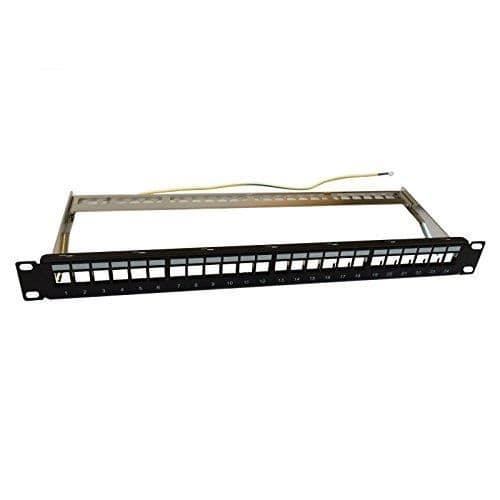 1U lappkorg för 24 Keystone RJ45-kontakter - WP - WPC-PAN-BF24 - Svart