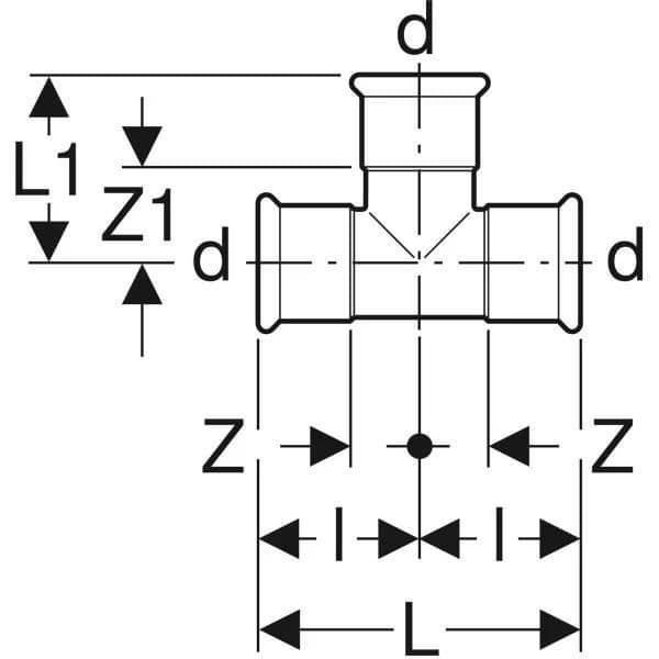 Té lika GEBERIT Mapress Koppar - Ø 28 mm - 61005