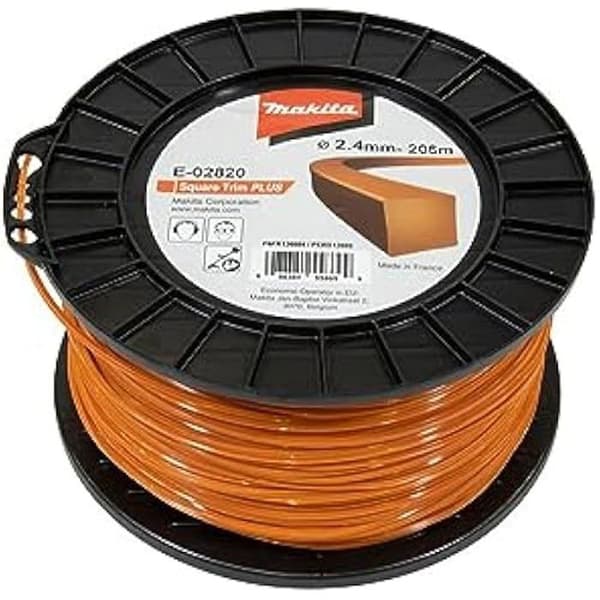 Fil nylon - MAKITA - Fyrkantig trim+ - 2,4 mm - 206 m - Färg Orange
