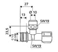 Miniatyrbillede 2 af 2: Komfortvinkelreguleringsventil 3/8"" forkromet, kort uden ASAG