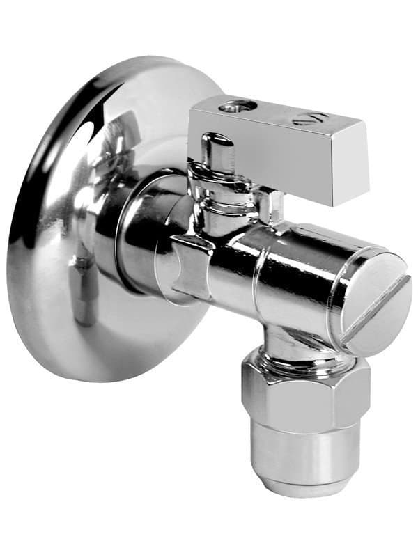 Vinkelkugleventil med filter og møtrik ANGEL Plus krom 1/2""-3/8""