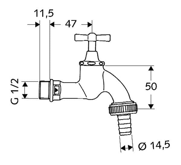 1/2" forkromet vandhane med sommerfugleknap