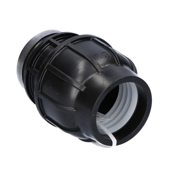 Kompressionsfitting PP 63x2"" GW indvendig gevind PN16, til PE-rør, sort