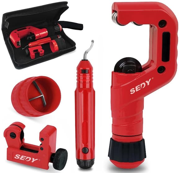 4-1 röravskärare, kraftig röravskärare 1/4''-2'' OD, Mini Pipe Cutter 1/8''-7/8''OD, Mini Kopparrörsskärare med gradningsverktyg, PVC/Aluminium/ Plast