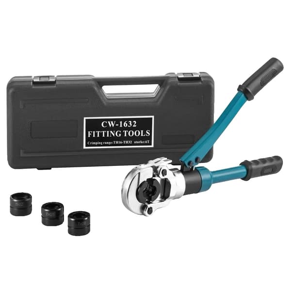 Hydraulisk Pex-rörpressverktyg, 8 ton presskraft, 360° svängbart huvud, kompatibel med 16-32 mm rör