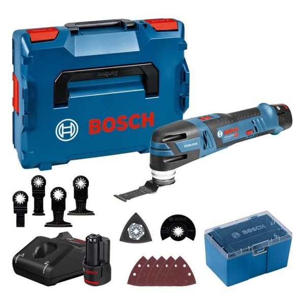 Bosch Professional GOP 12V-28 Kutter-Slip + 2 batterier 3,0Ah + Tillbehör + L-BOXX - 06018B5006