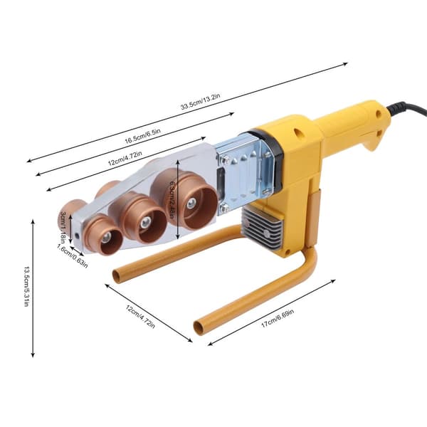 Bærbar Vandrørssvejser, 1000W Effekt, 260±5℃ Opvarmningstemperatur,Lys gul