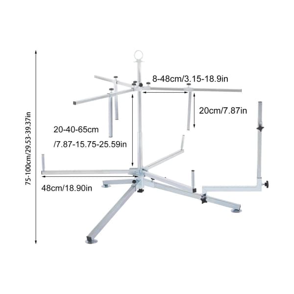 Robust Rørspole Dispenser, Justerbar Højde 75-100 cm, Understøtter 600 m Rørlængde, Maksimal Belastning 200 kg,Sølvgrå