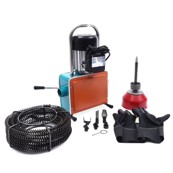 Afløbsrensningsmaskine, 1000W motor, 12 meter fjeder