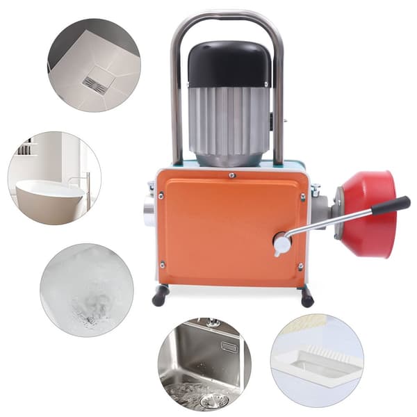 Afløbsrensningsmaskine, 1000W motor, 12 meter fjeder