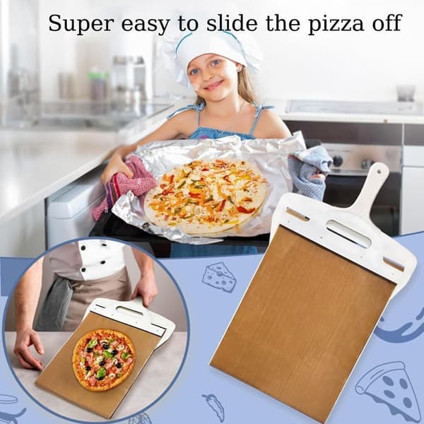 The Art of Pizza - Den perfekta pizzaspaden, glidande pizzaskal Non-stick pizzaöverföringsskyffel i trä, glidande pizzaskal (52,5*35 cm)
