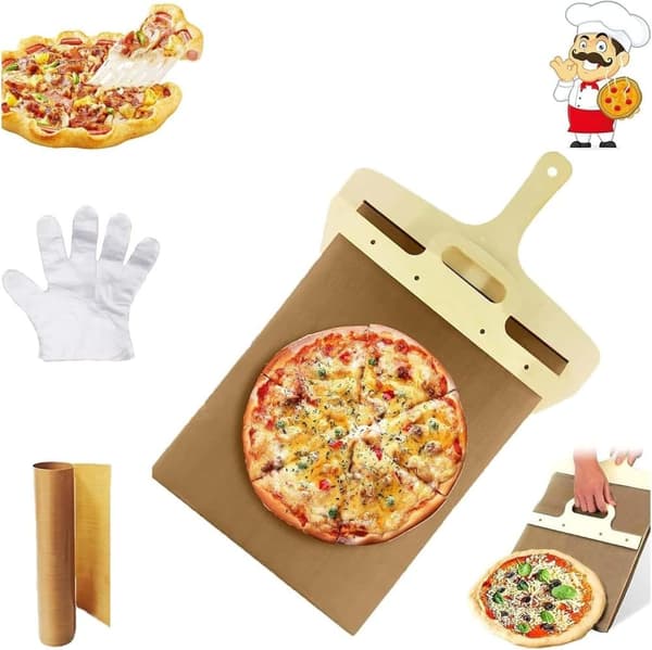 The Art of Pizza - Den perfekta pizzaspaden, glidande pizzaskal Non-stick pizzaöverföringsskyffel i trä, glidande pizzaskal (52,5*35 cm)
