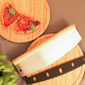 Miniatyrbild 2 av 6: Relaxdays Lullaby Chopper Pizza Knife Rostfritt stål med trähandtag, 1 Blad med skyddsfodral HxB 12x35cm, silver