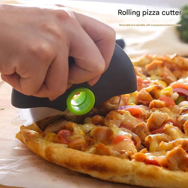 Pizzaleikkuri pyöreällä reiällä Burrito-leikkuri Pyöreä pizzaleikkuri irrotettavalla suojakannella