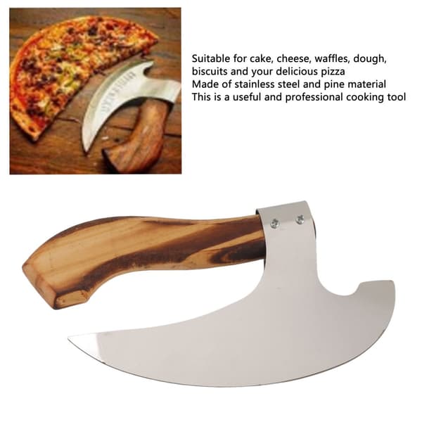 Pizza Huggeøkse Rustfrit stål Håndlavet Viking Pizza Huggeøkse med træhåndtag
