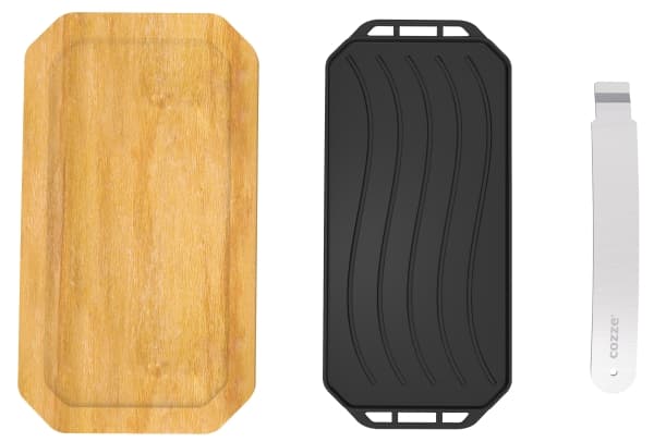 Cozze® vendbar støbejernspande med bordskåner 165 x 330 mm