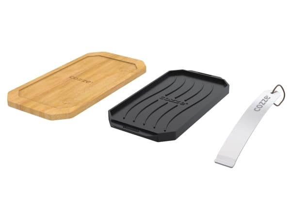 Cozze® vendbar støbejernspande med bordskåner 165 x 330 mm