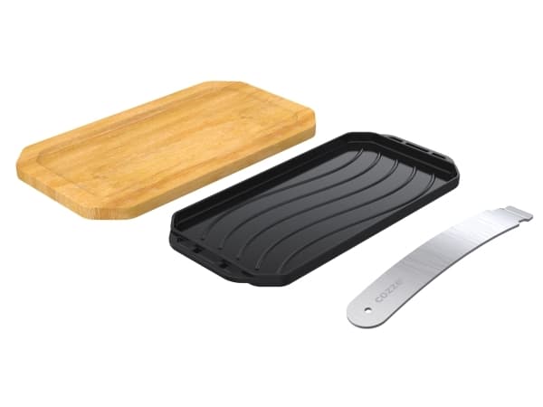 Cozze® vendbar støbejernspande med bordskåner 165 x 330 mm